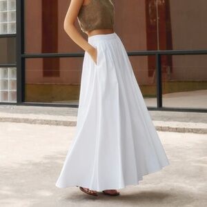 COMMENSE Linen Pleated Maxi Skirt - NEW